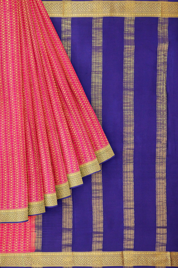 Pink Pure Mysore Crepe Silk Saree | SILK MARK CERTIFIED