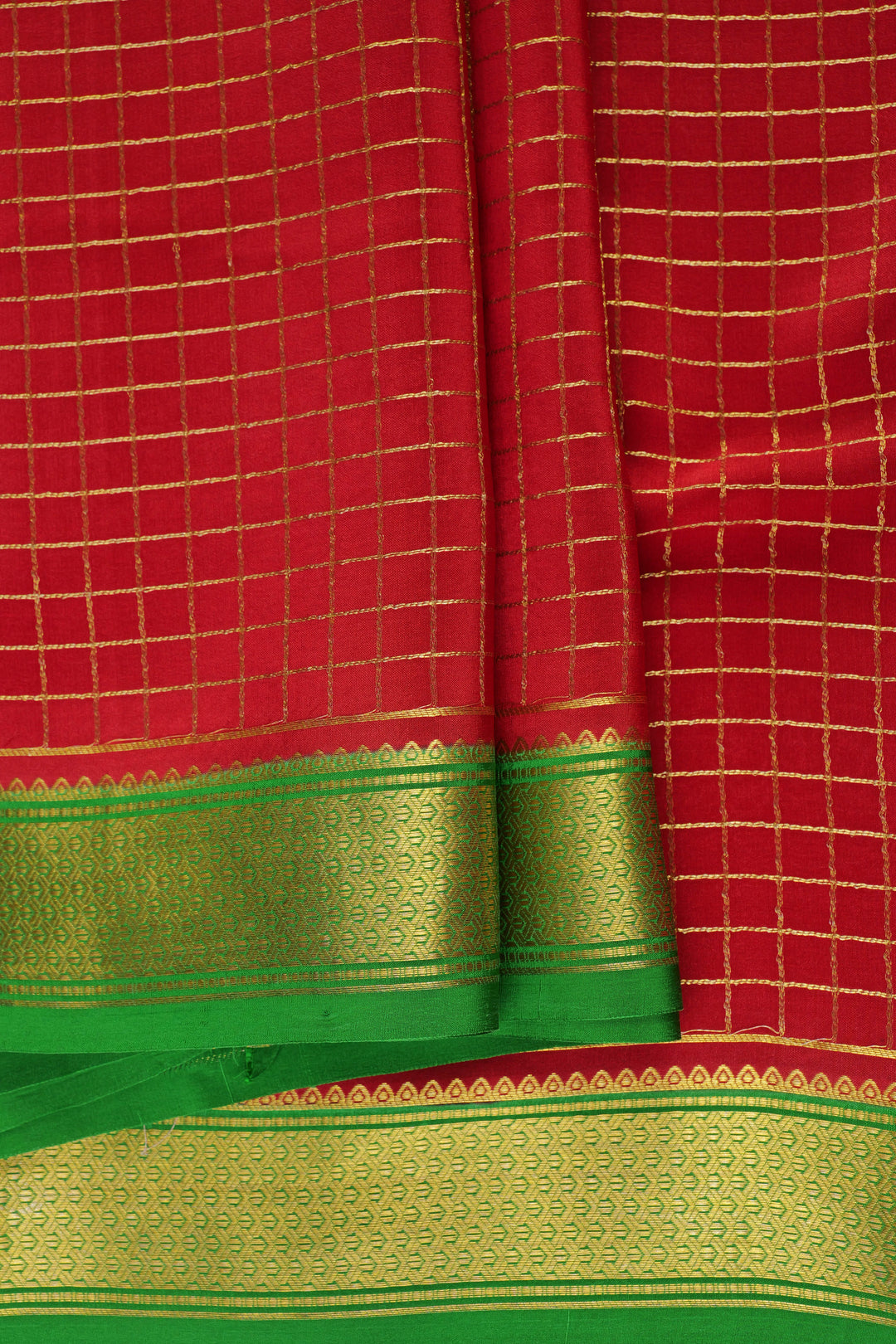 Red and Green Combination Mysore Silk Saree
