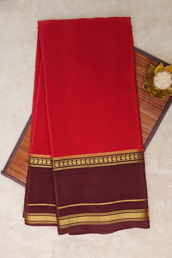 Red and Maroon Color gold lace mysore silk sarees