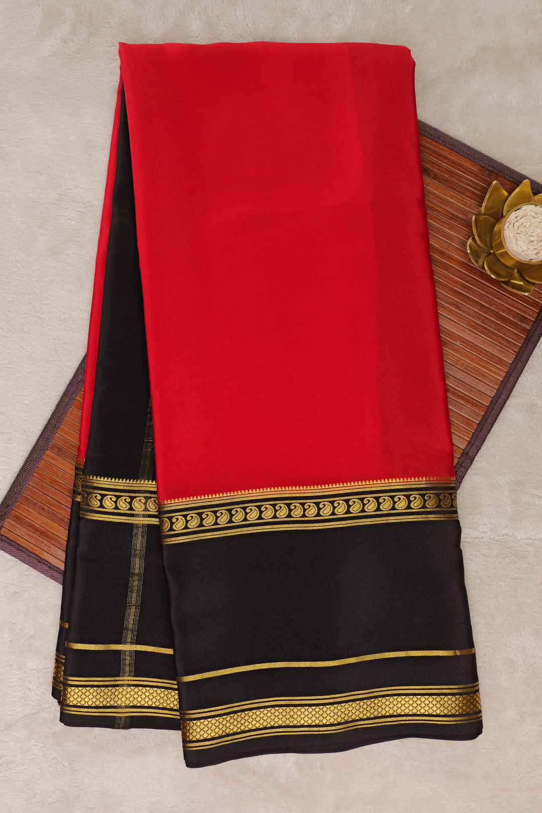 Red and black color party wear mysore silk sarees