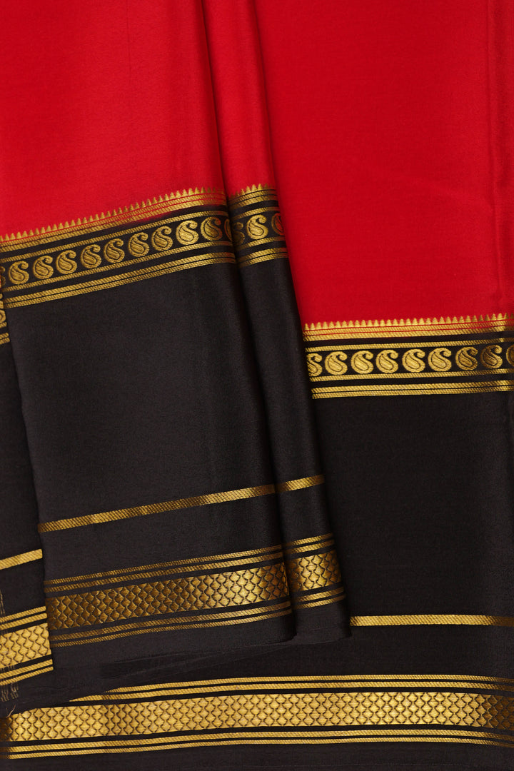 Red with black Color Contrast Border party wear mysore silk sarees