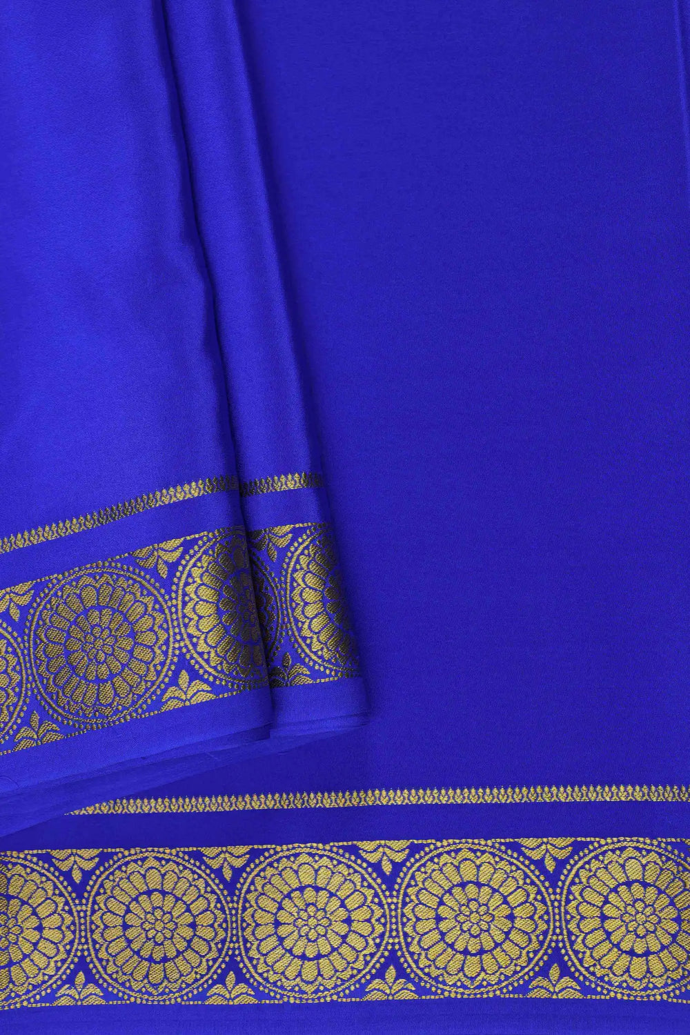Royal Blue Mysore Silk Saree with Golden Border