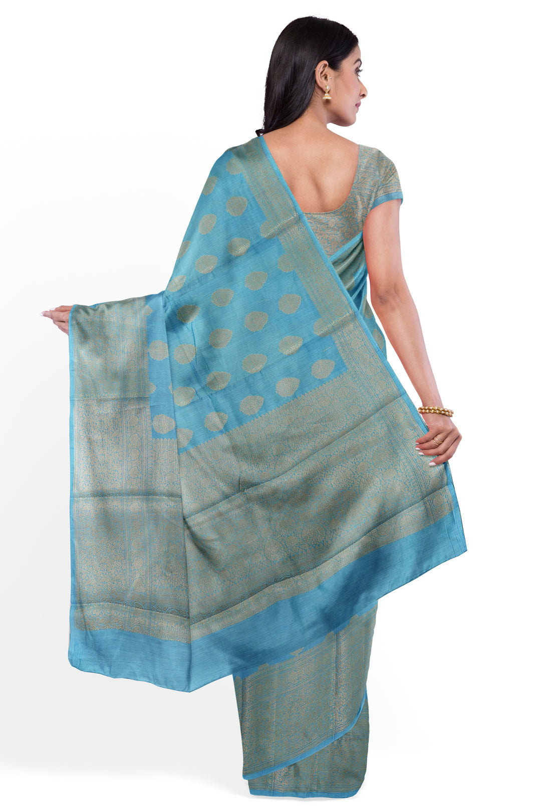 BLUE COLOUR CHINIYA SILK BANARASI HANDLOOM SAREE - ATHARVA