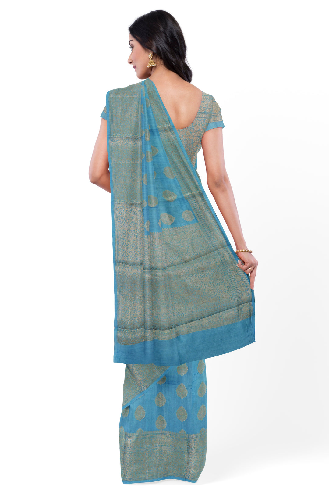 BLUE COLOUR CHINIYA SILK BANARASI HANDLOOM SAREE - ATHARVA