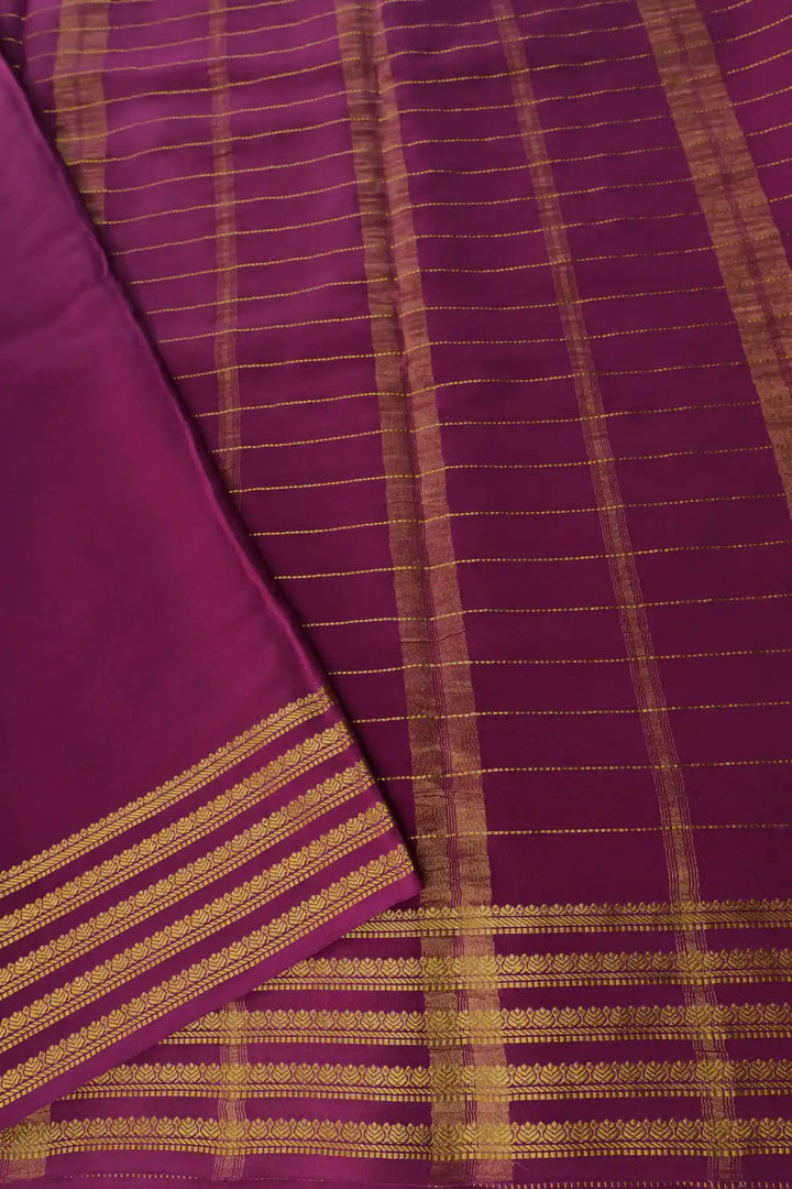 Small Checks Mysore Silk Sarees In Pink and Purple Color with Contrast Blouse