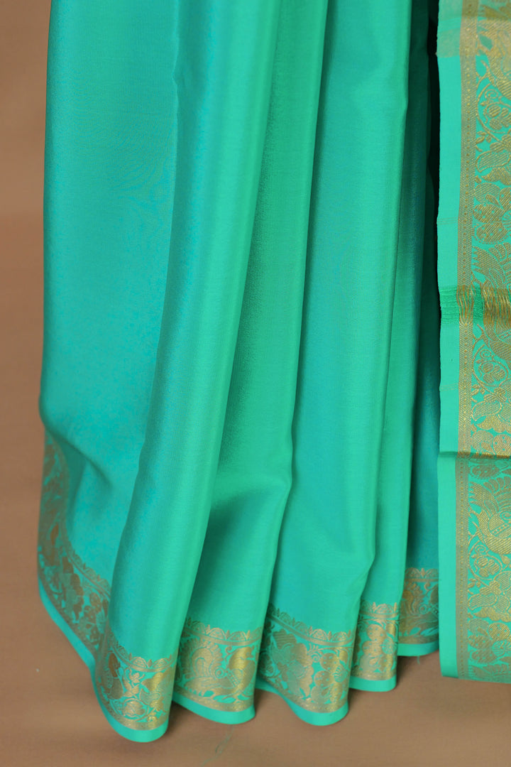 TEAL GREEN MYSORE SILK SAREE