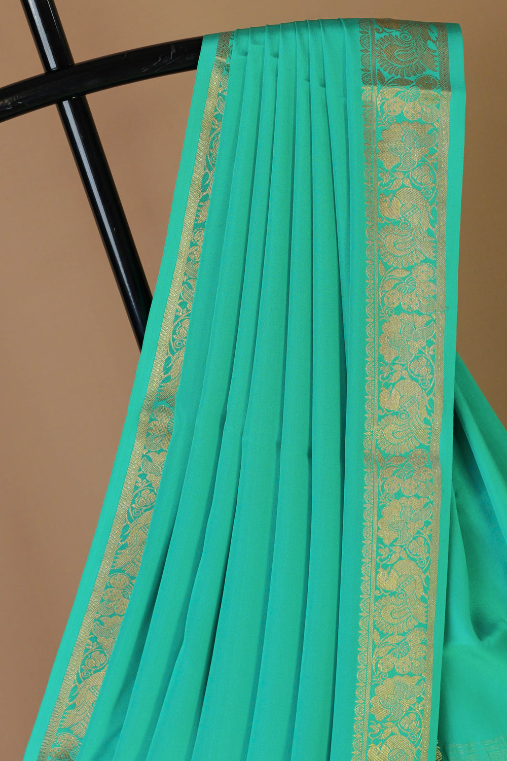 TEAL GREEN MYSORE SILK SAREE