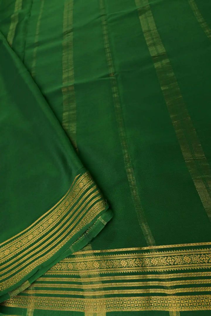 Traditional Red Mysore Silk Saree with Green Zari Work