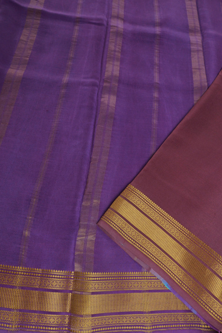 Turquoise Mysore Silk Saree contrasting purple pallu