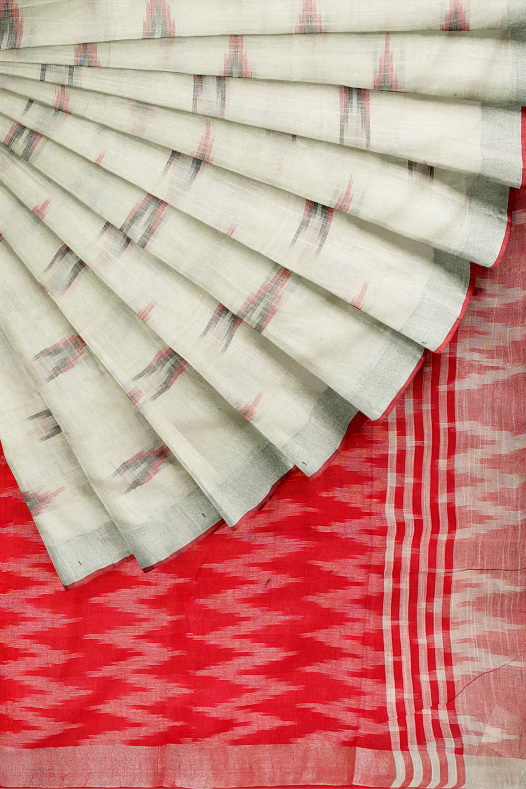 WHITE COLOUR BLENDED CHANDERI COTTON BANARASI HANDLOOM SAREE