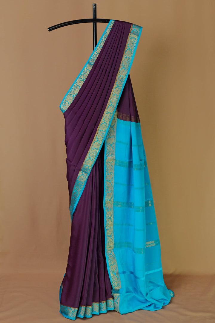 BLUE PURE MYSORE SILK SAREE