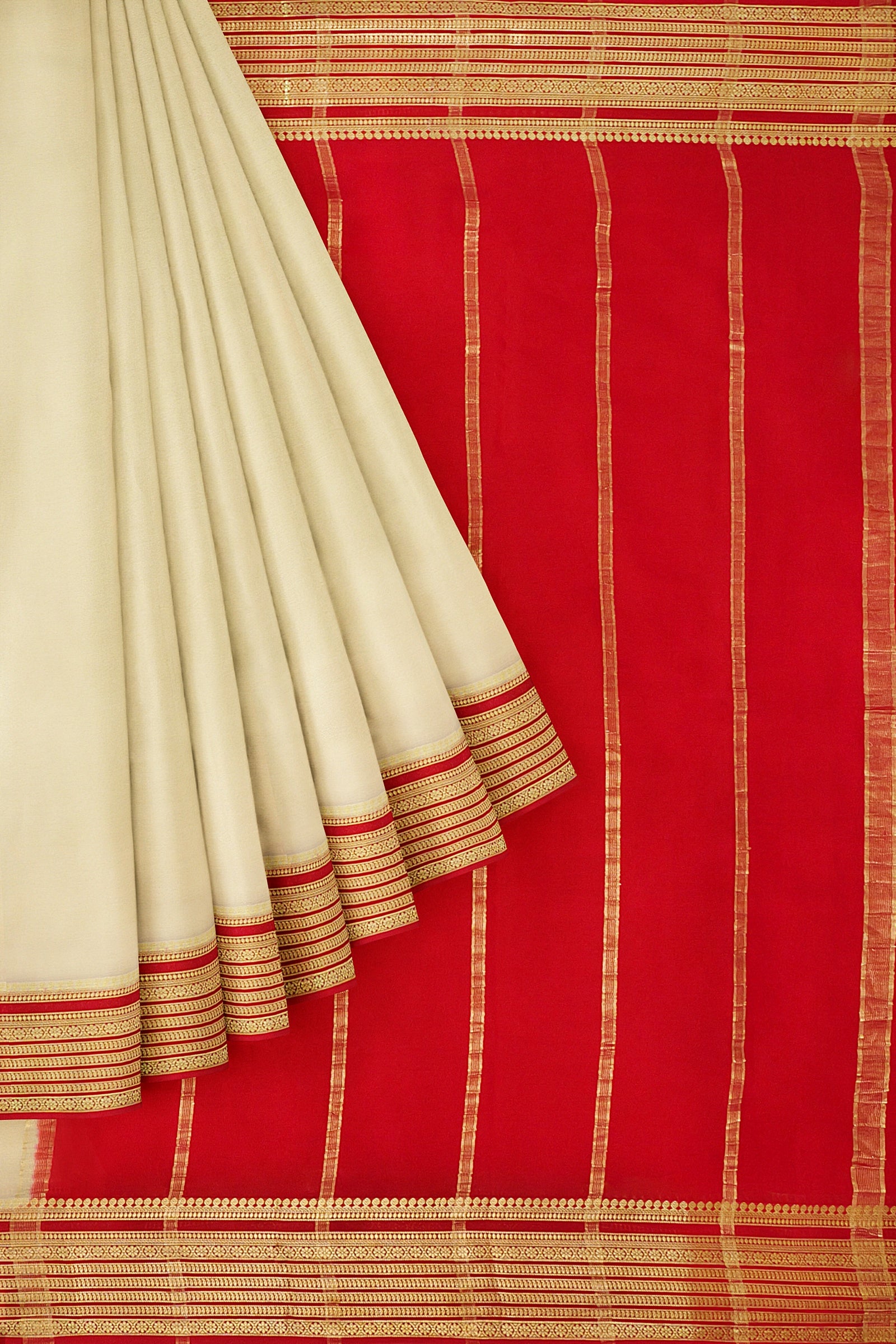 Off White Semi Mysore Silk Saree