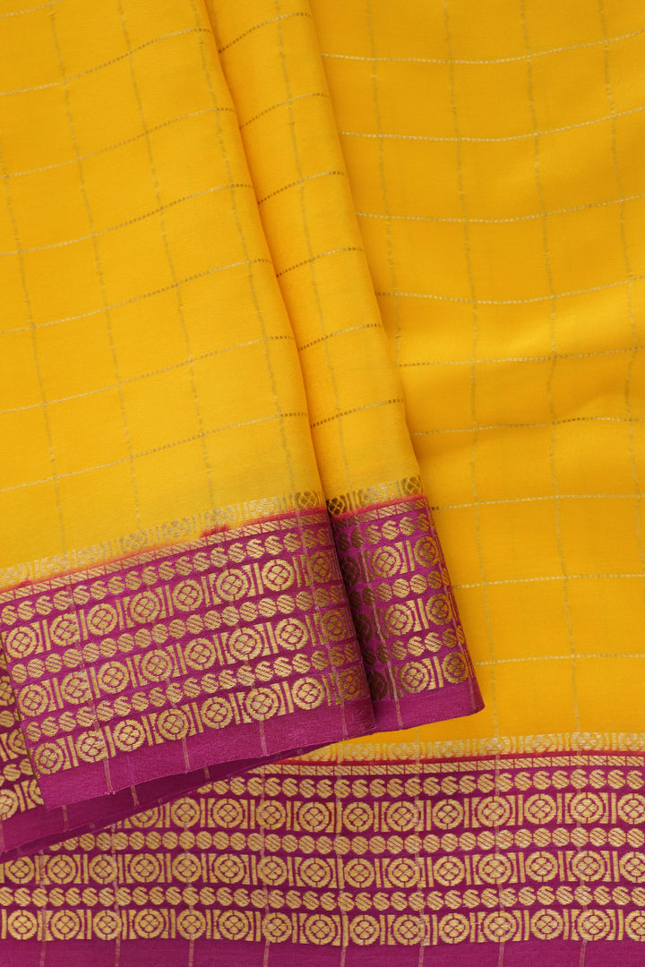 YELLOW AND GOLDEN BORDER IN MYSORE CREPE SILK SAREES