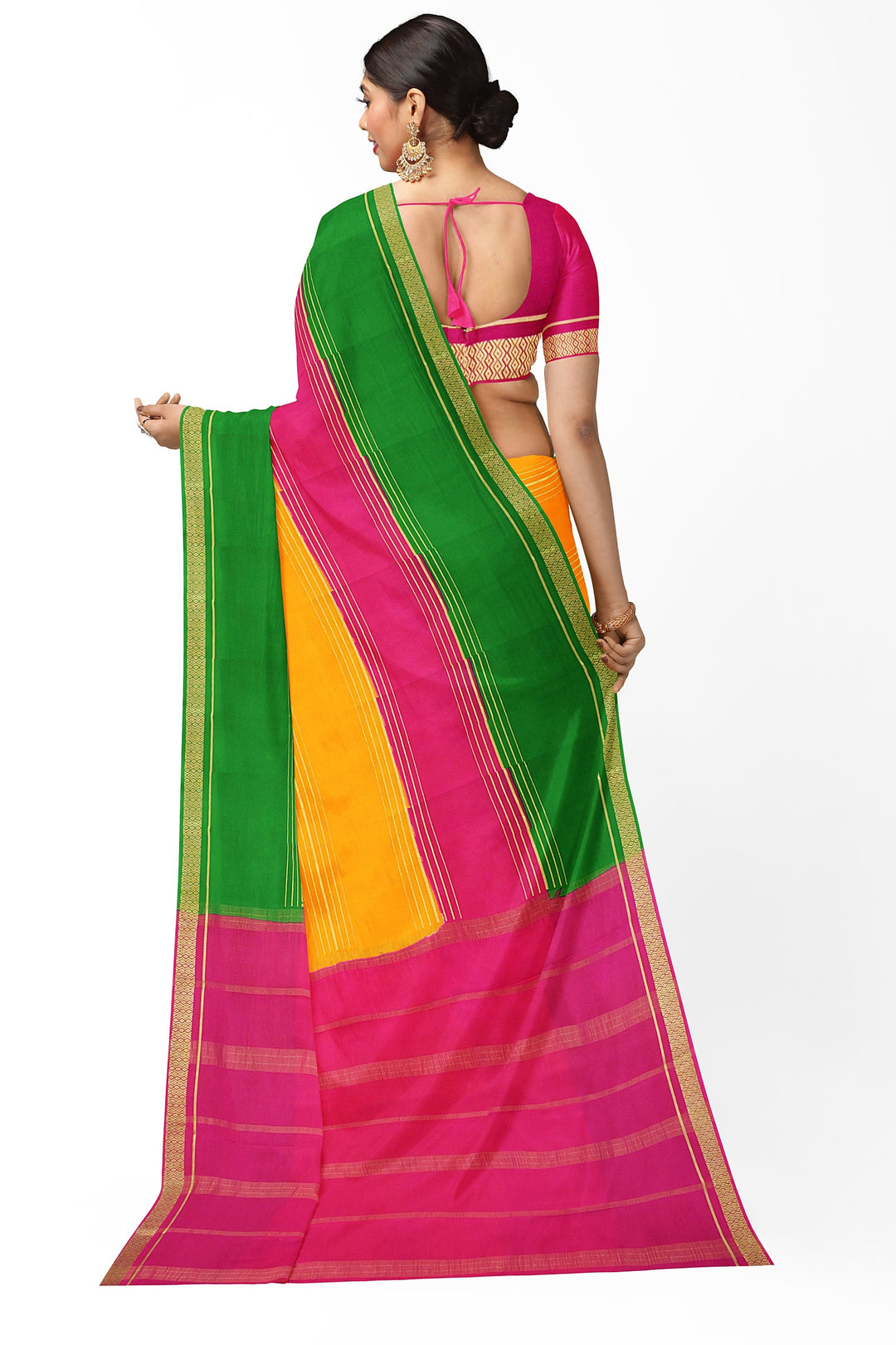 Yellow Pure Mysore Crepe Silk Saree | SILK MARK CERTIFIED