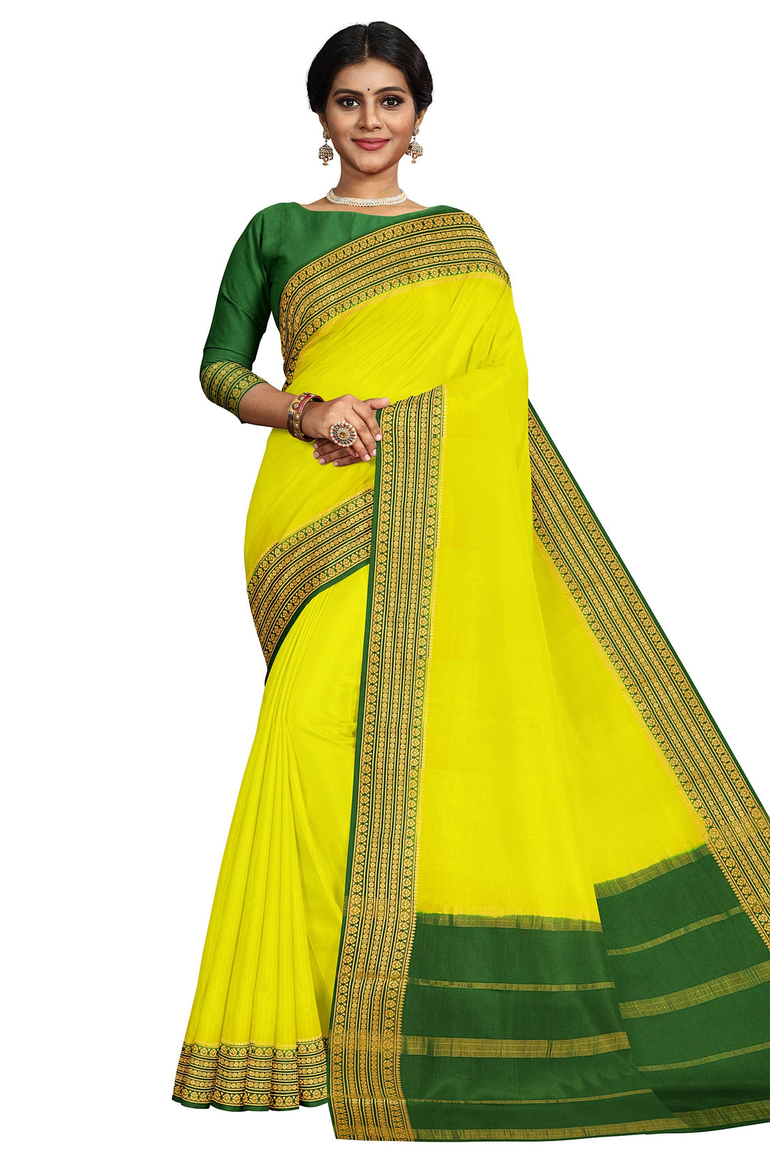 Neon Yellow Pure Mysore Crepe Silk Saree | SILK MARK CERTIFIED