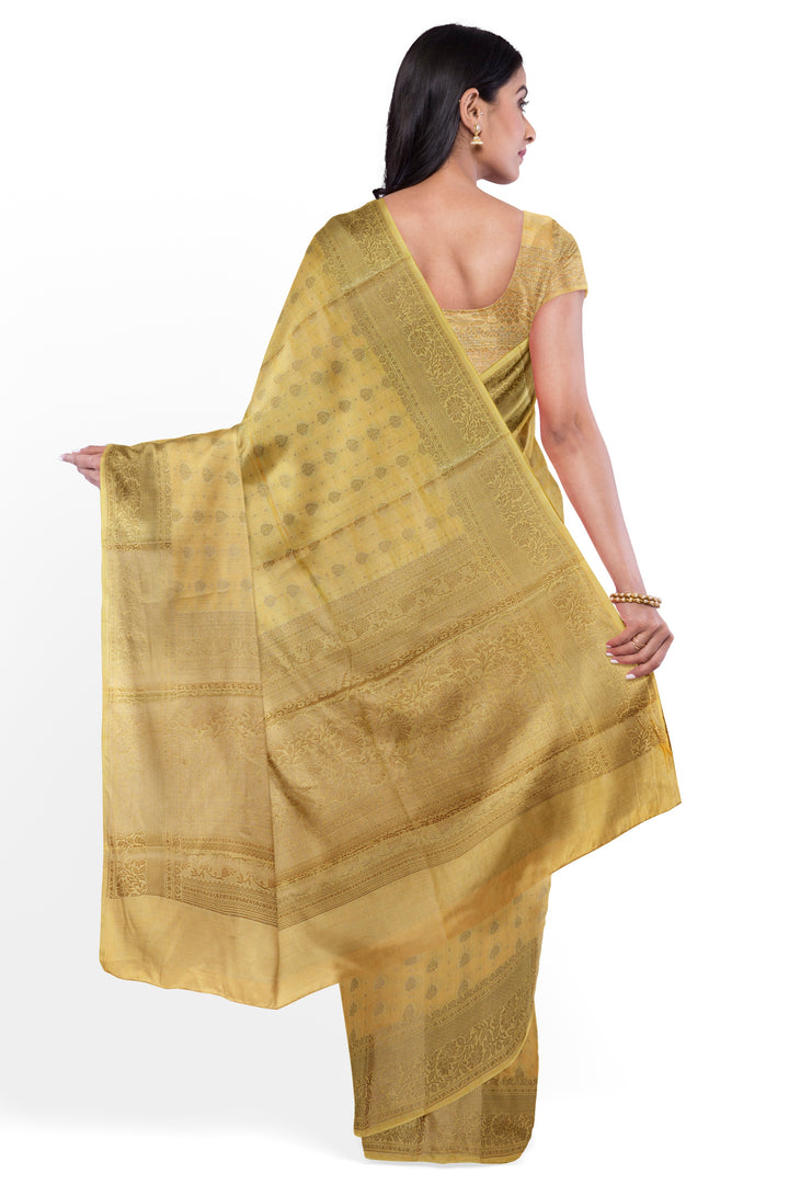 YELLOW COLOUR CHINIYA SILK BANARASI HANDLOOM SAREE