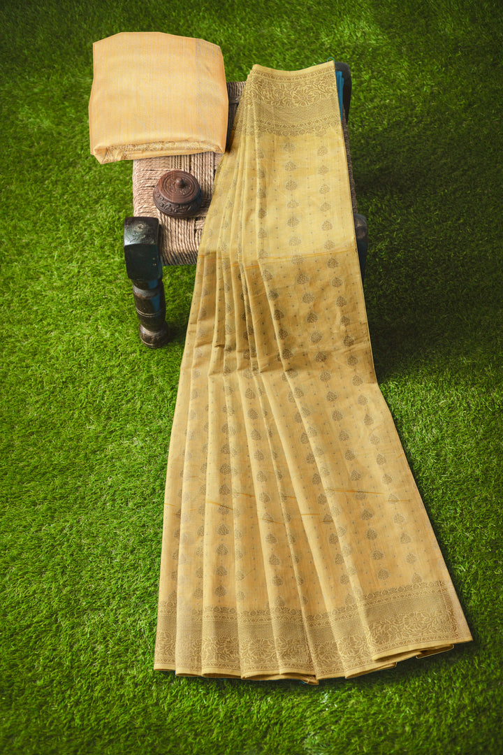 YELLOW COLOUR CHINIYA SILK BANARASI HANDLOOM SAREE