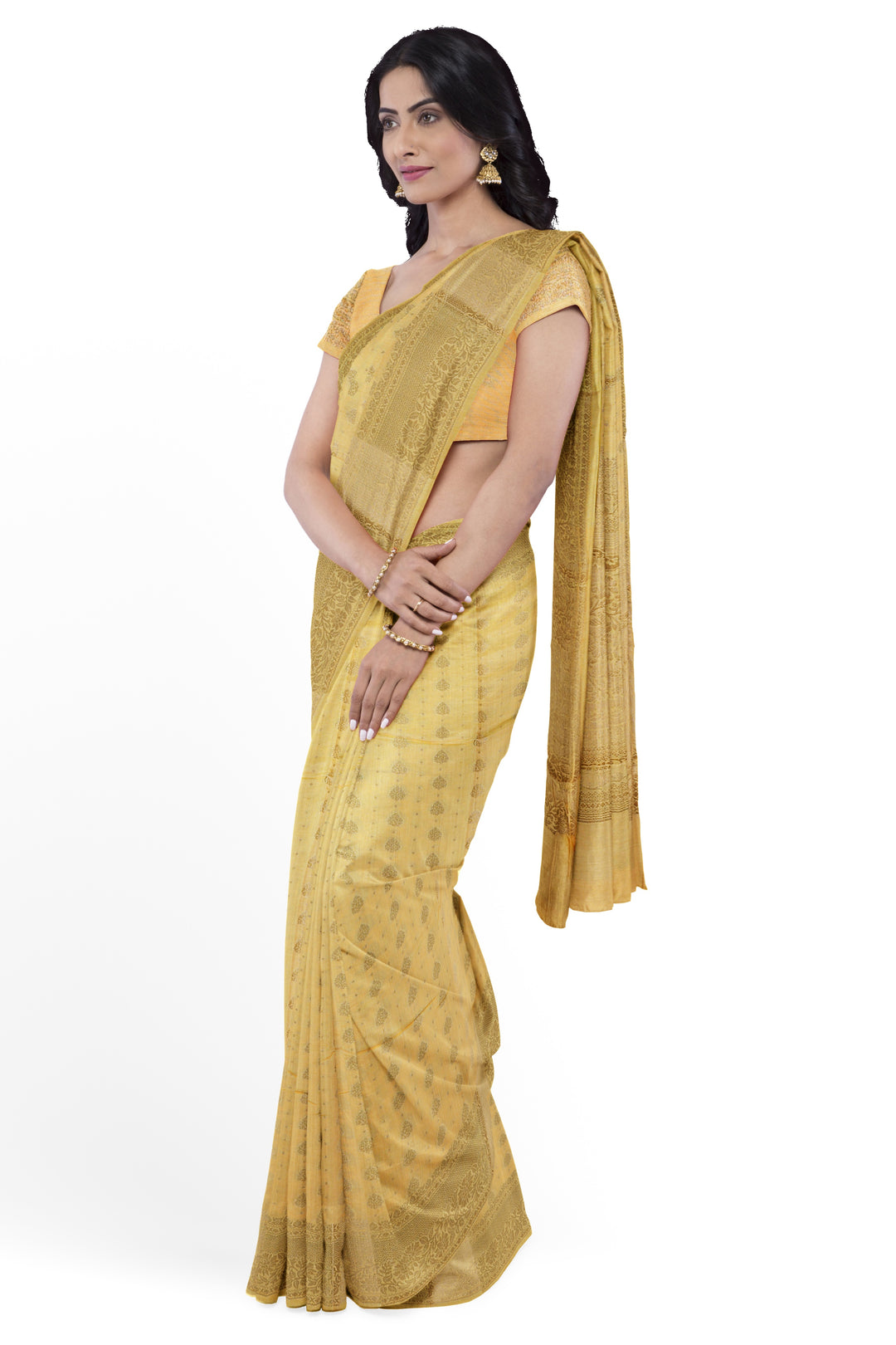 YELLOW COLOUR CHINIYA SILK BANARASI HANDLOOM SAREE