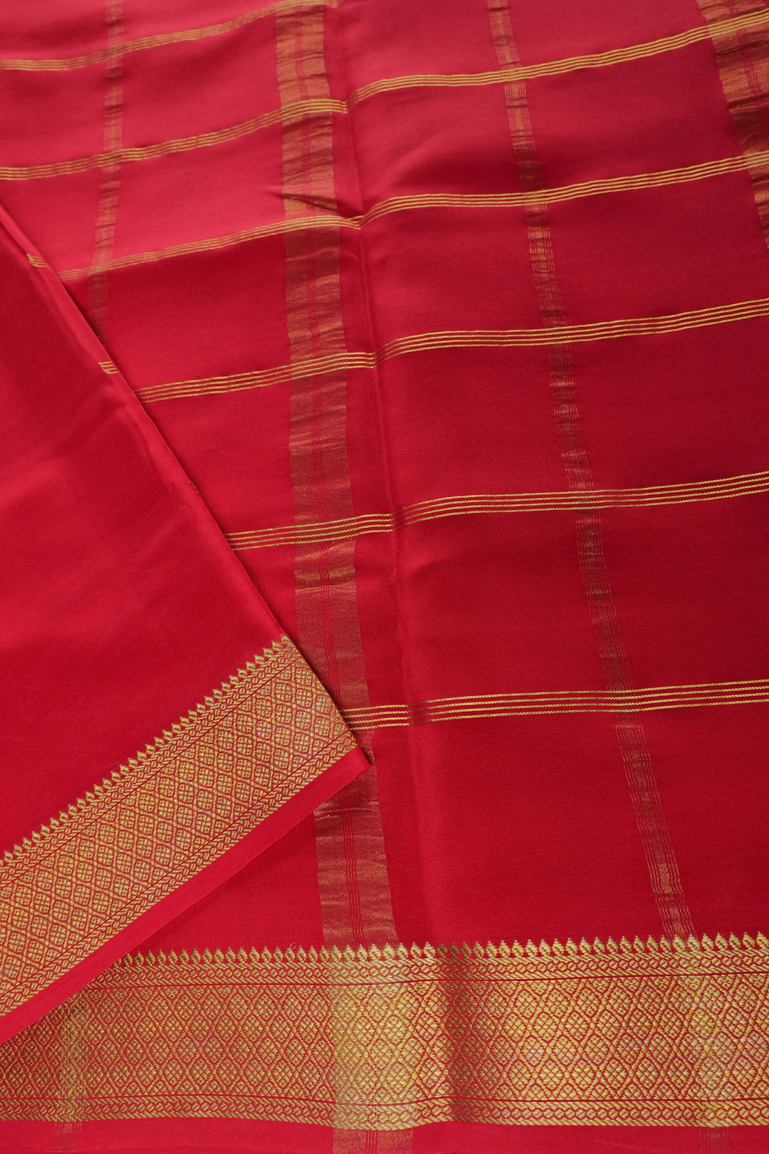 Yellow Mysore Saree with Contrasting Red Pallu