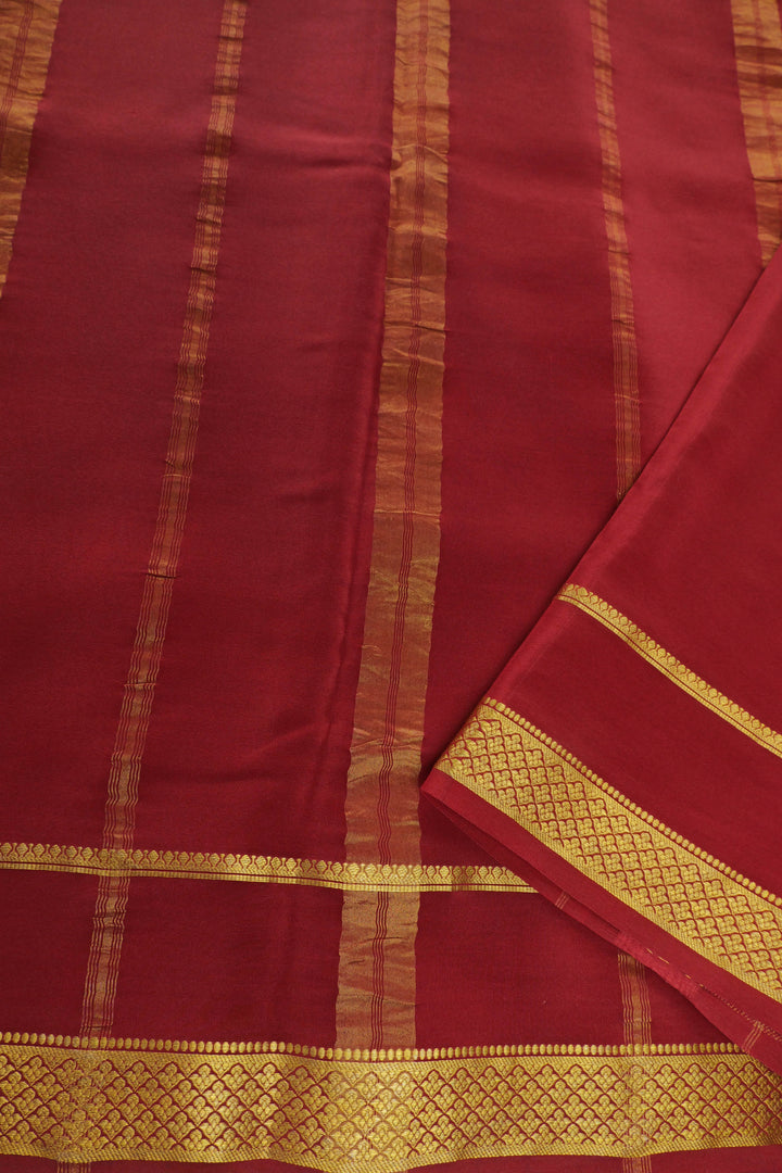 Yellow Mysore Silk Saree with Rich Maroon Pallu