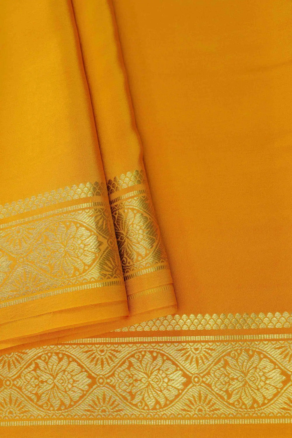 Yellow Mysore Silk Saree with gold border
