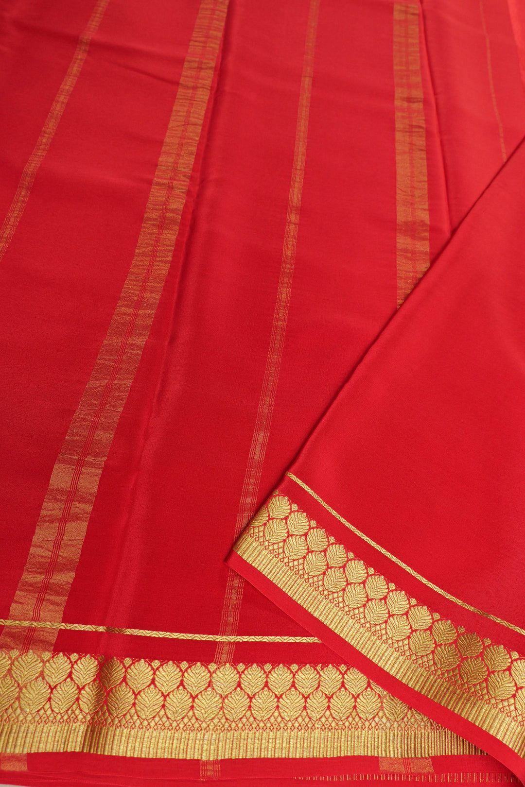 Yellow Mysore silk saree with red border