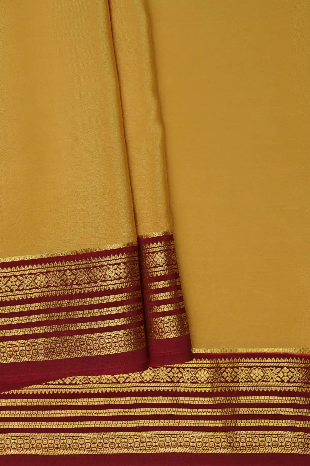 Yellow Mysore silk saree with red border