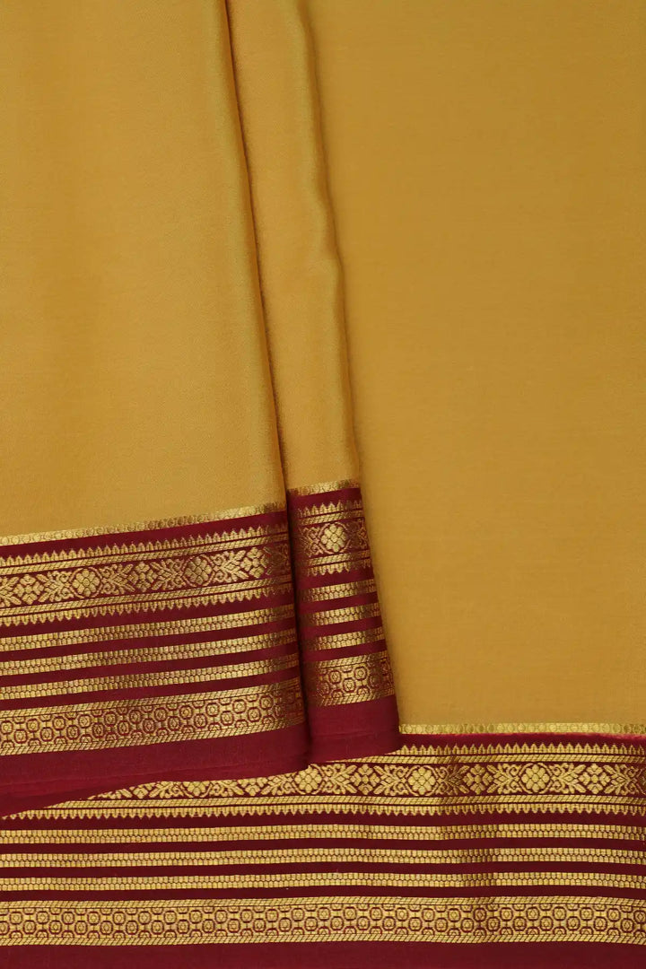 Yellow Mysore silk saree with red border