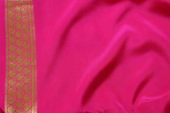 Yellow body Mysore silk saree with Contrast pink Blouse – Atharva