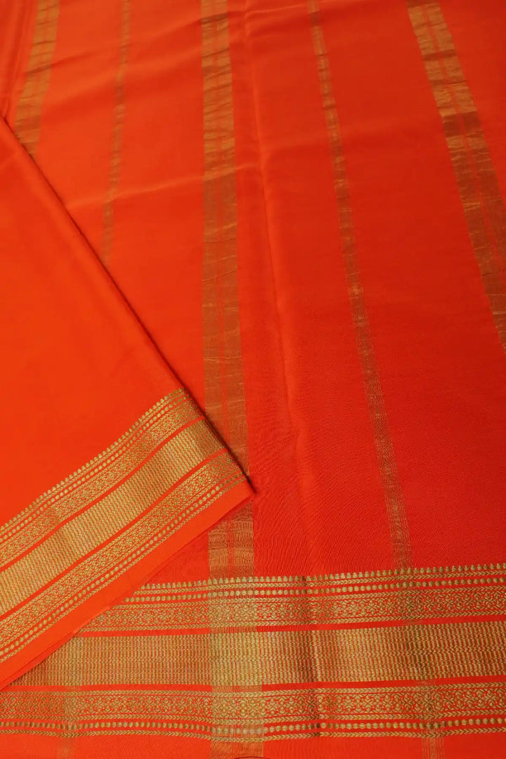 best online mysore silk sarees in green and orange with gatti border Gatti Border