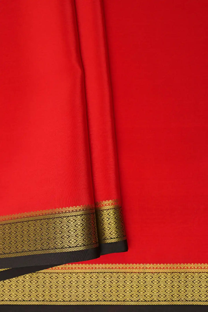 best online mysore silk sarees in red and black border