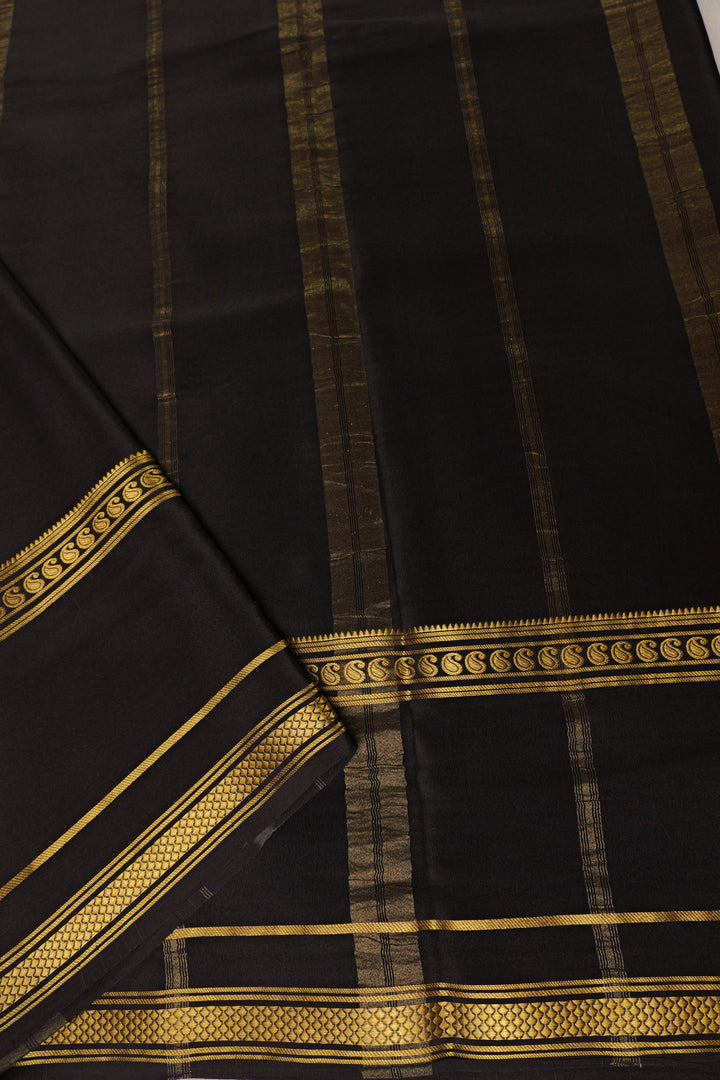 black Color Contrast Blouse Peace party wear mysore silk sarees