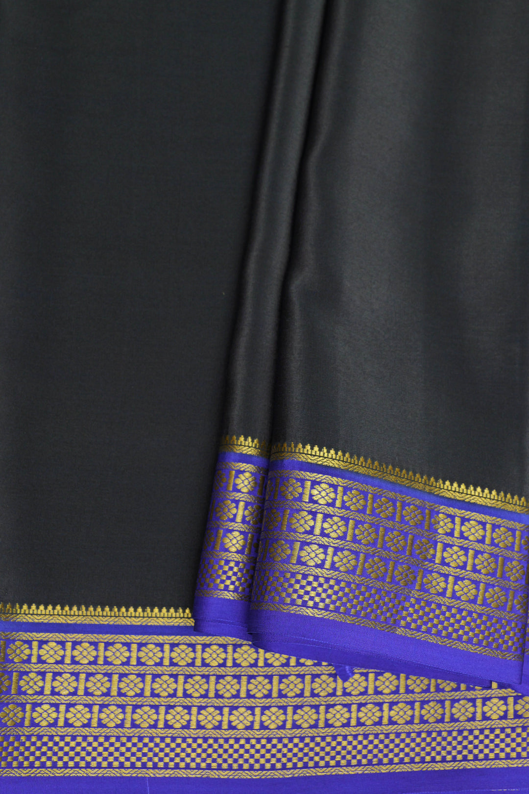 black with purple gold border mysore silk sarees
