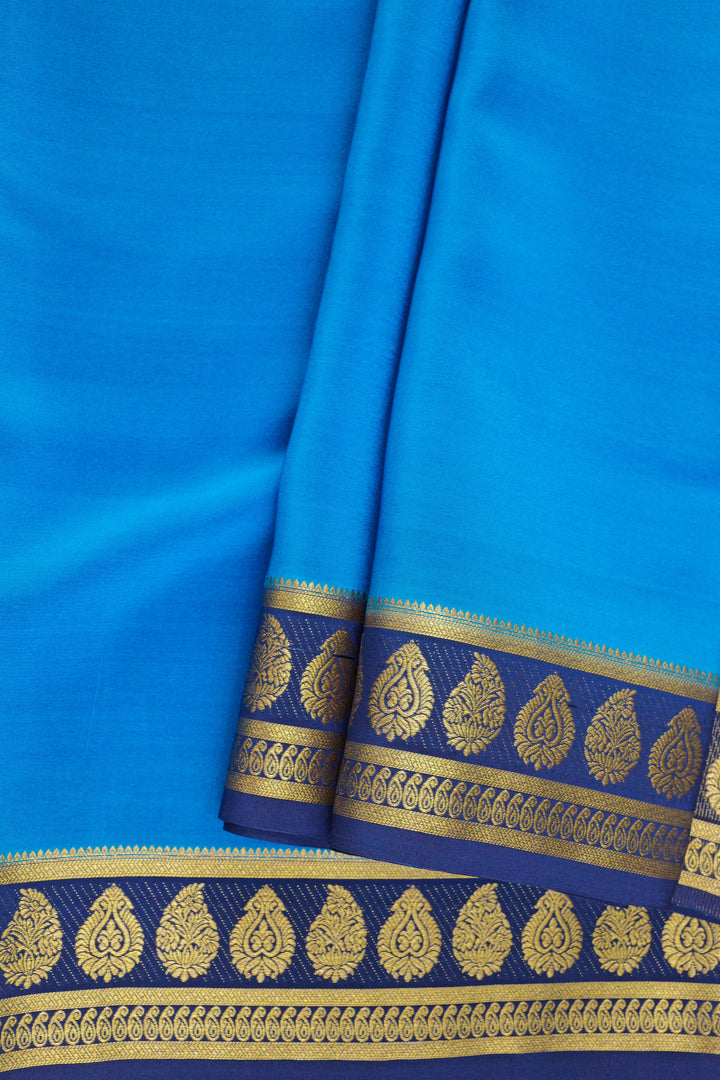 blue Mysore silk saree with rich gold detailing