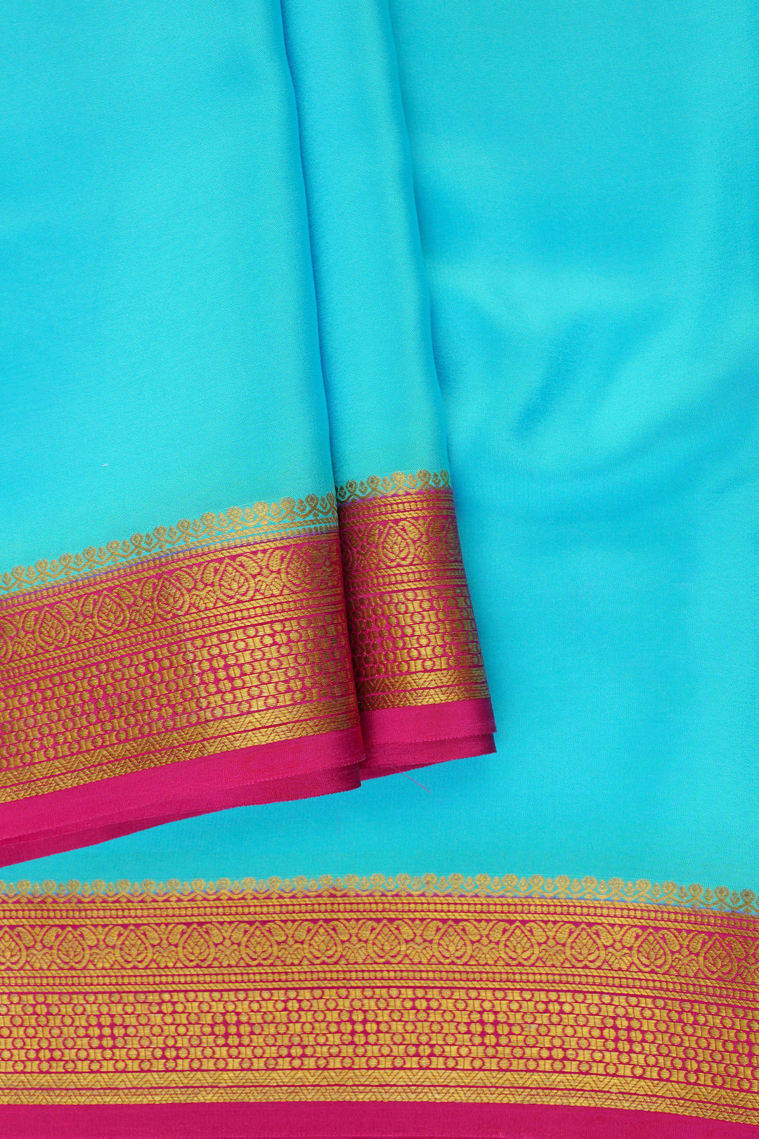 blue mysore silk saree with contrast red