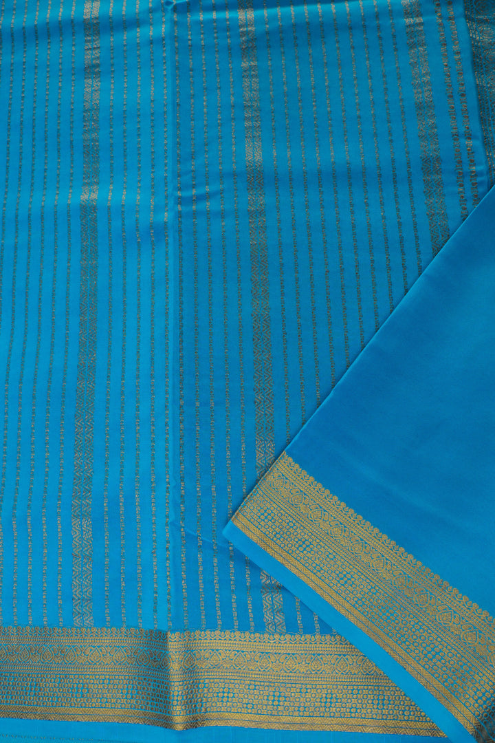 blue pallu in mysore silk sarees with gold border