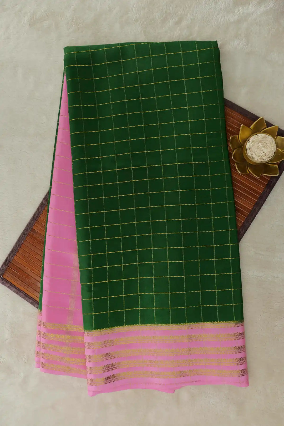 bridal mysore silk sarees in green and pink