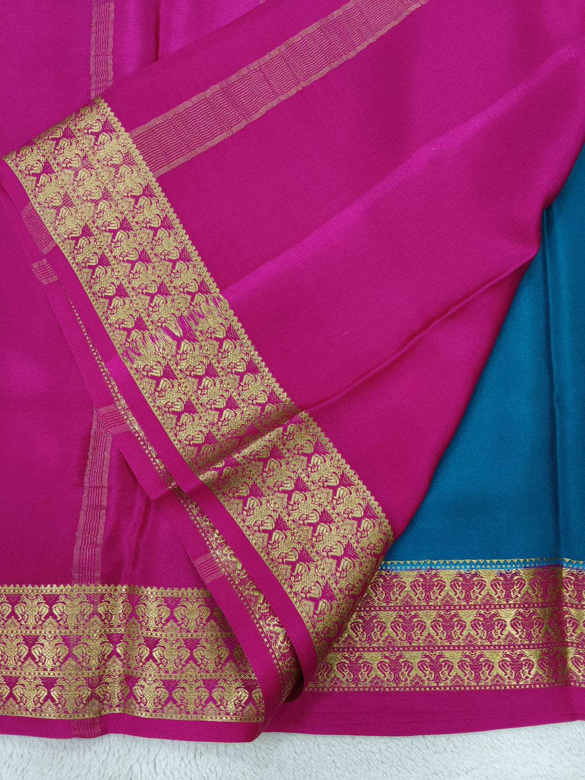 Pure  crepe Mysore silk saree1112901(120GSM)