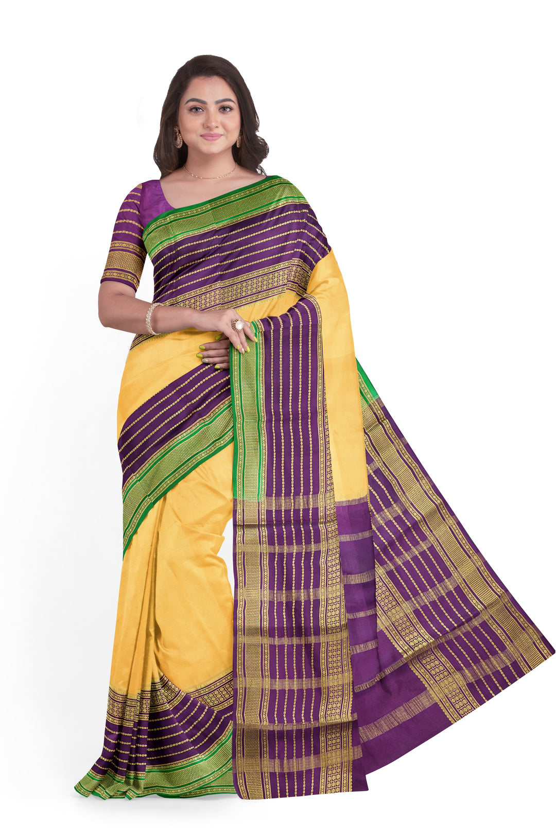 Creamish Pure Mysore Crepe Silk 3D Saree | SILK MARK CERTIFIED