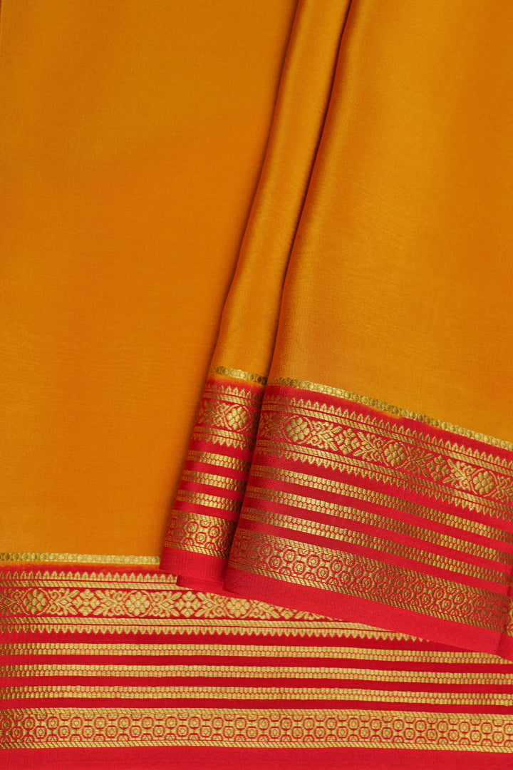 gold Lace zari mysore silk sarees in mustered and red border