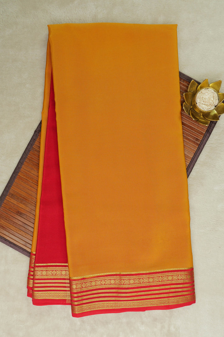 gold Lace zari mysore silk sarees in mustered and red colour