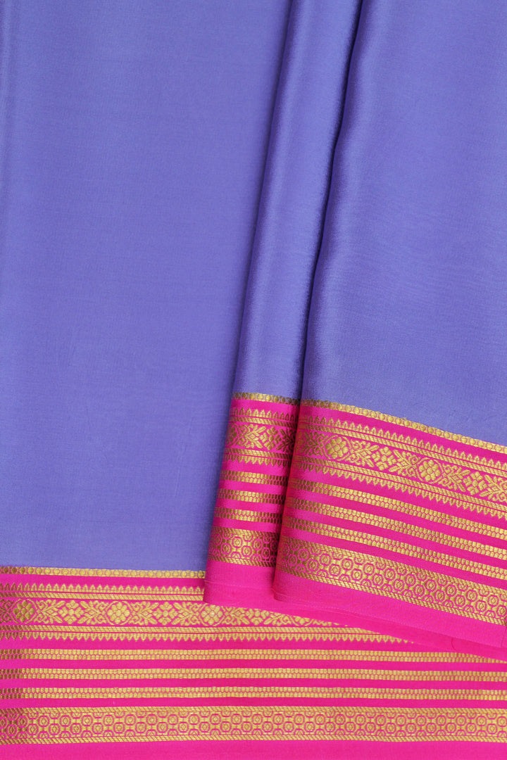 gold lace mysore silk sarees in purple with contrast pink blouse