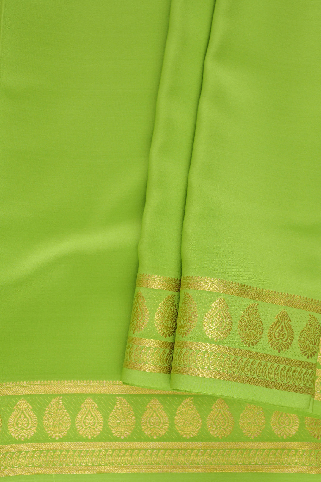 green Mysore silk saree with rich gold border work