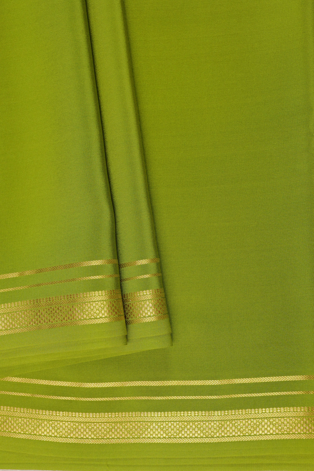 green color with gold lace border 2D mysore silk sarees
