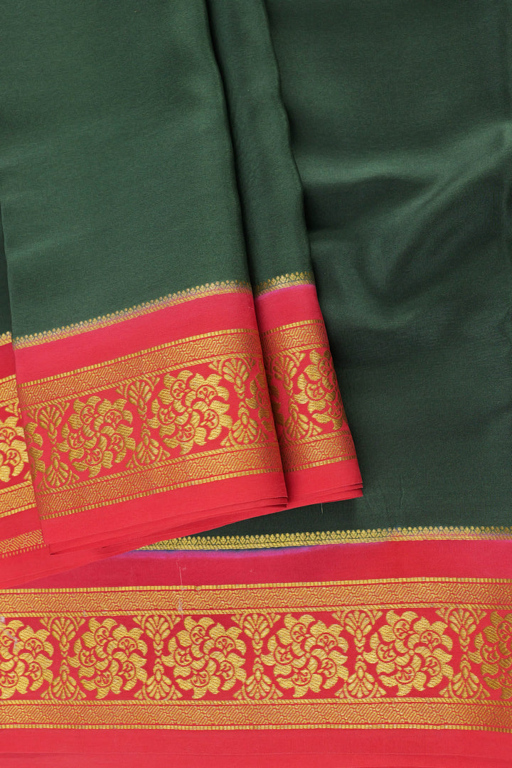 green saree with rich red edge in Mysore Silk Sarees