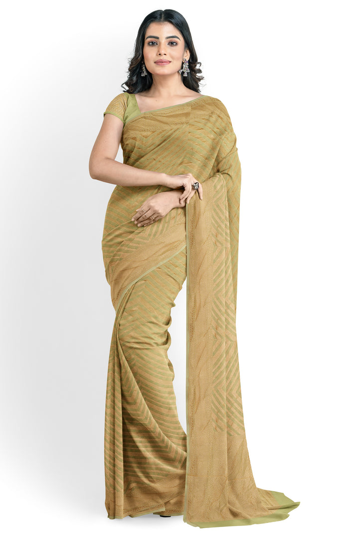 PASTEL MOSS GREEN KHADDI GEORGETTE SAREE | SILK MARK-ATHARVA