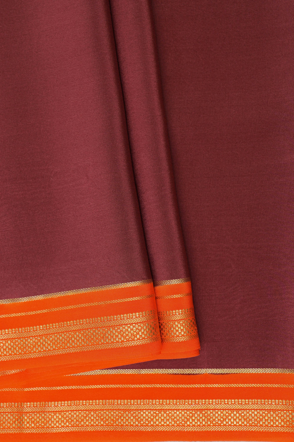 maroon with orange Color Contrast Border pure gold zari mysore silk sarees