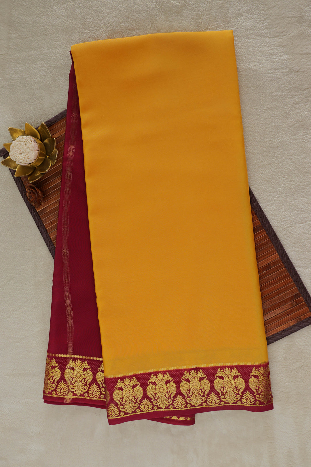 mysore silk sarees in yellowd and maroon