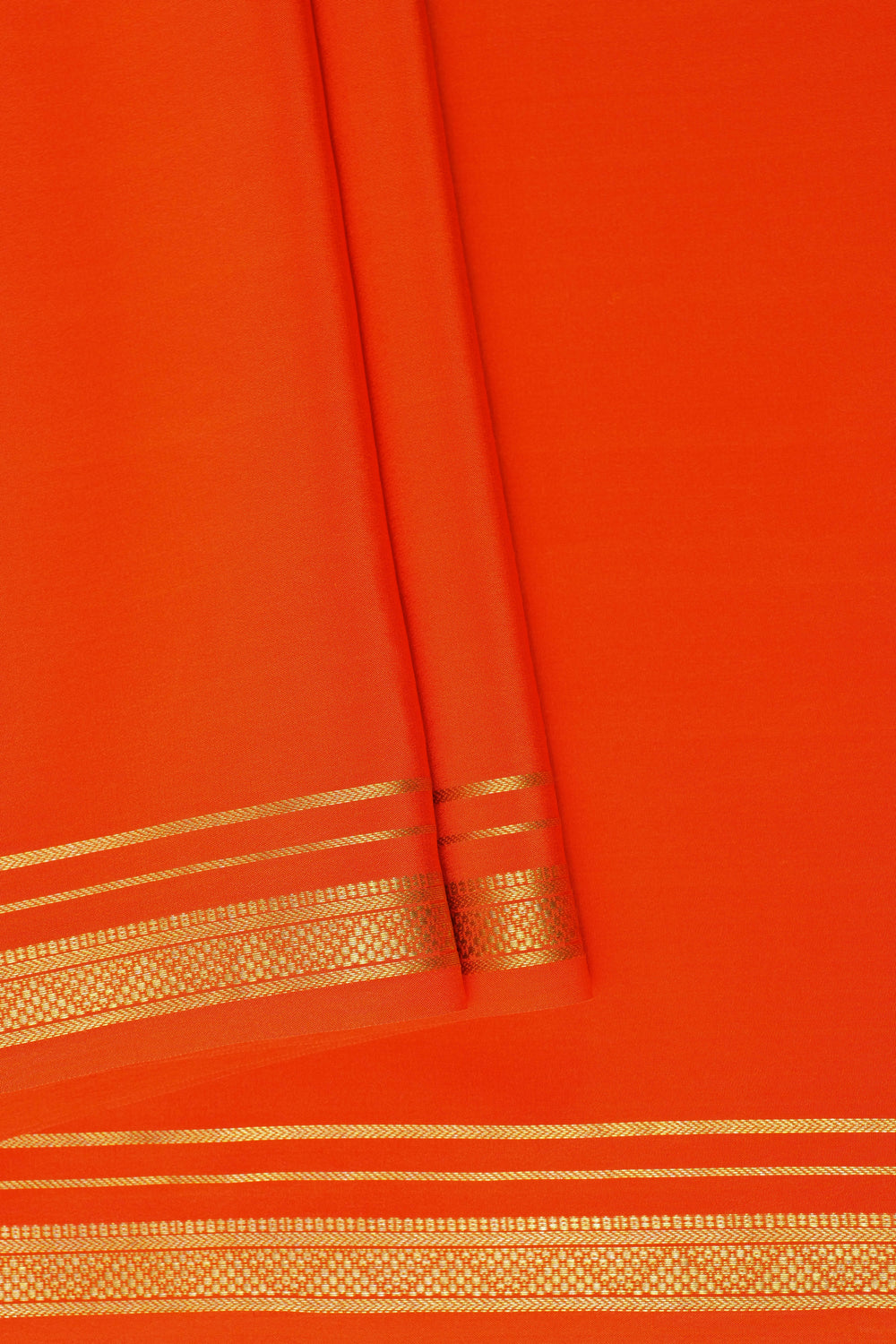 orange color with gold border mysore silk sarees with gold pallu