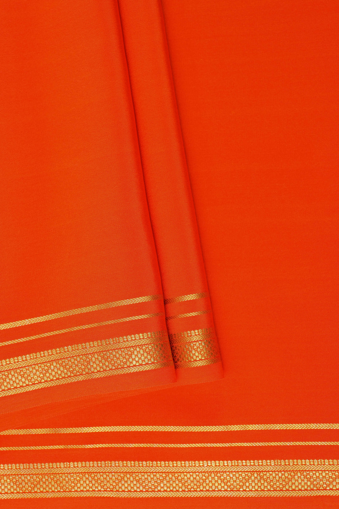 orange color with gold border mysore silk sarees with gold pallu